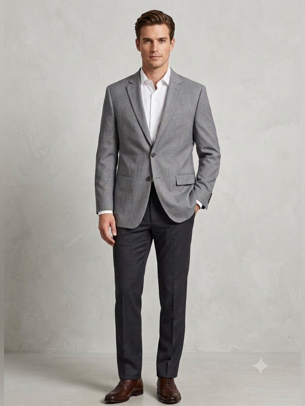 Lauren Ralph Lauren Grey Textured Blazer Jacket, Men's Size 44R Quiet Luxury